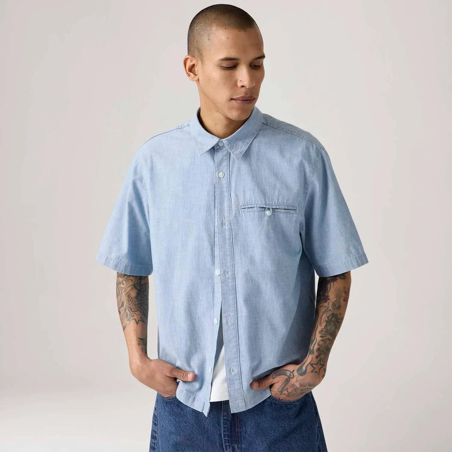 Camisa Levi's® Zandt Cropped Azul Claro Manga Curta — imagem 1