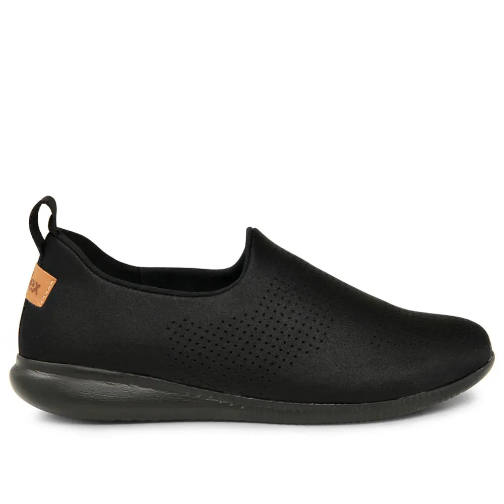 Tênis Slip On Todo Preto Elastano Laser