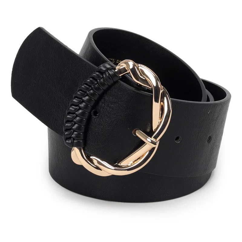 Cinto Feminino Com Fivela Arredondada E Detalhe Trancado 4,5cm