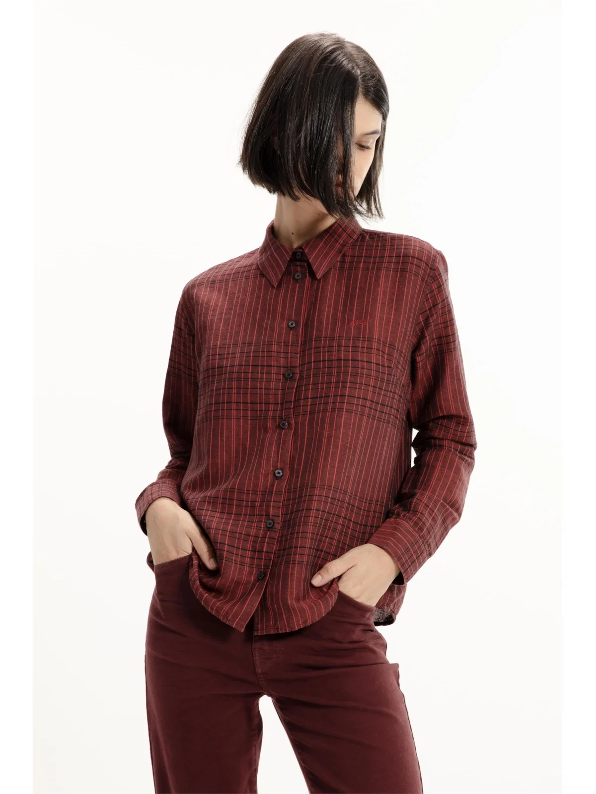 Linen Blend Ft Cave Plaid New Classic Vermelho — imagem 1