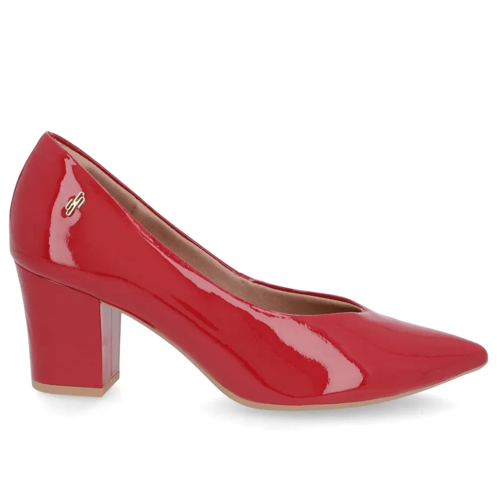 Scarpin Couro Vermelho Recorte V — imagem 1
