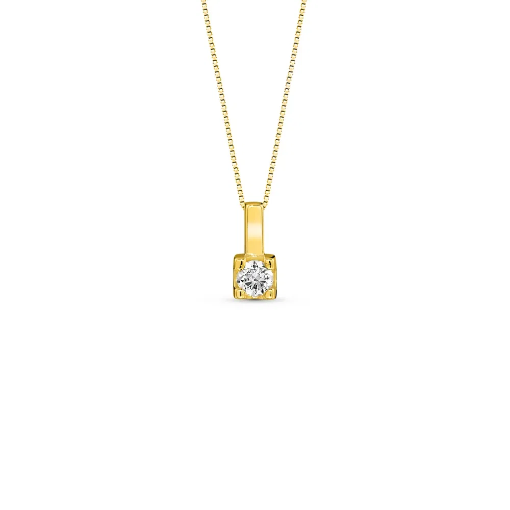 Pingente Solitário Ouro Amarelo e 15 Pontos de Diamantes
