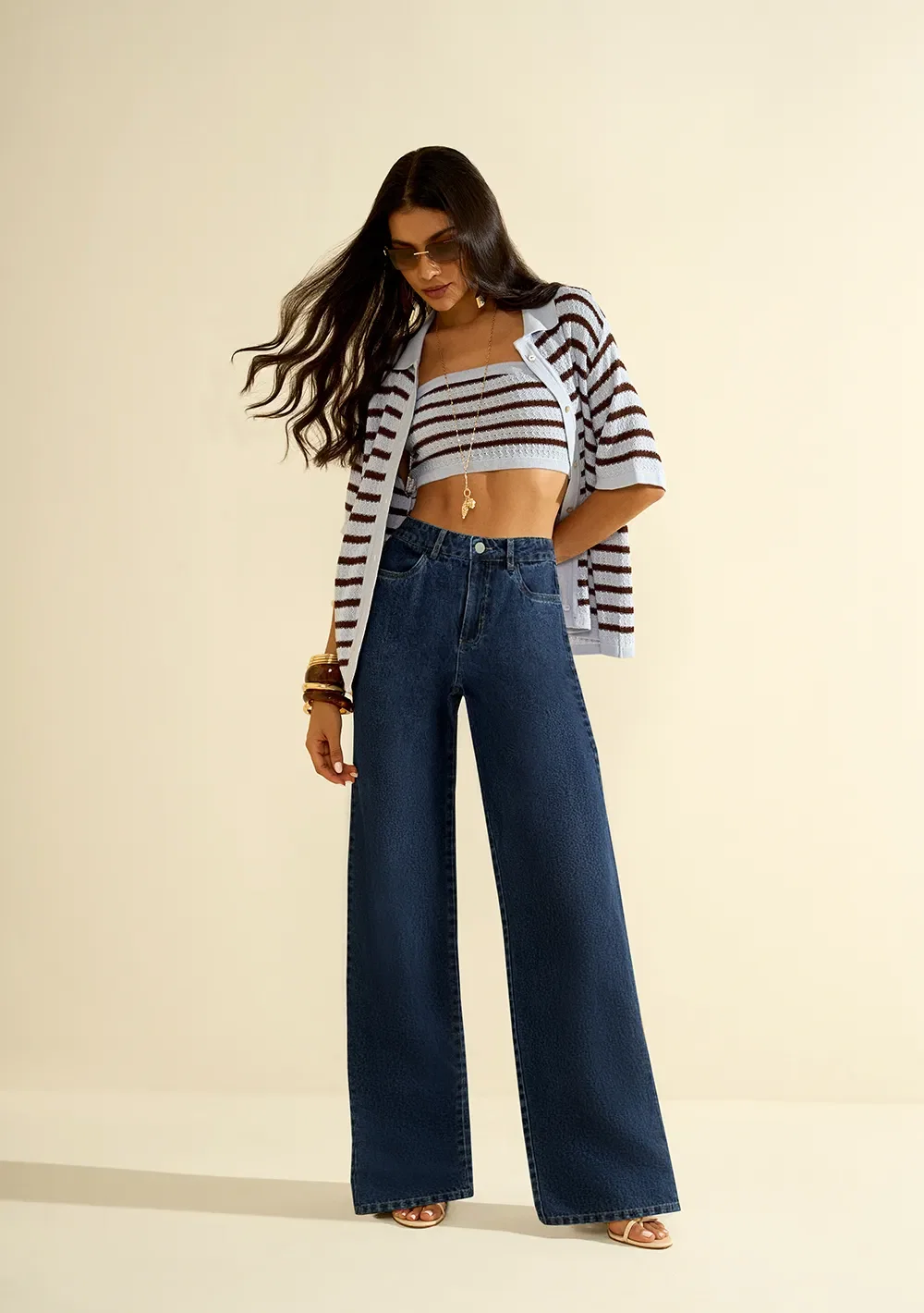 Calça Morena Rosa Wide Média Azul
