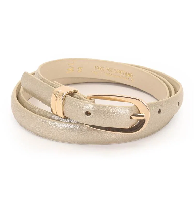 Cinto Feminino Fivela Arredondada E Passantes Personalizados 1.5cm