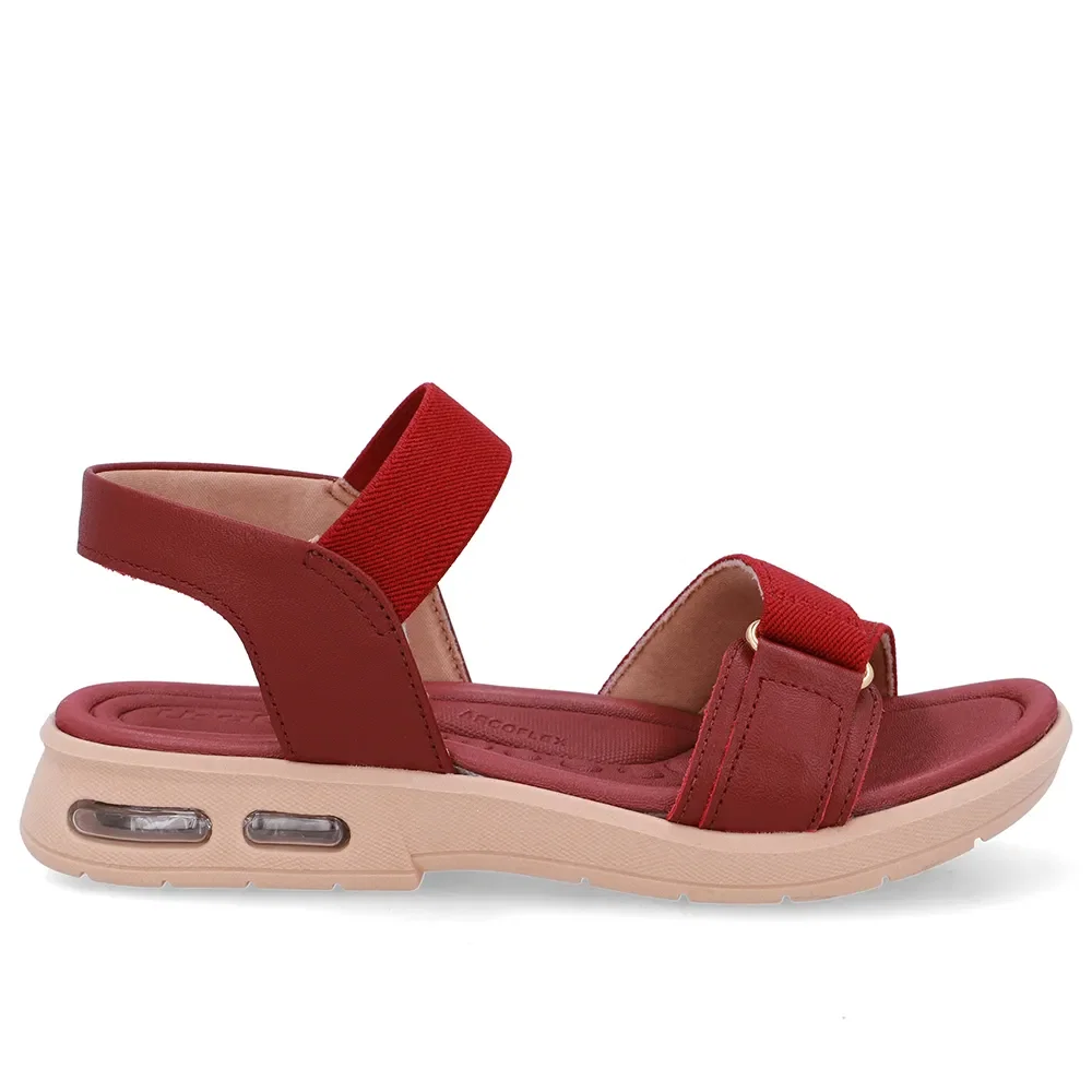 Sandália Salto Baixo Elástico Vermelho — imagem 1