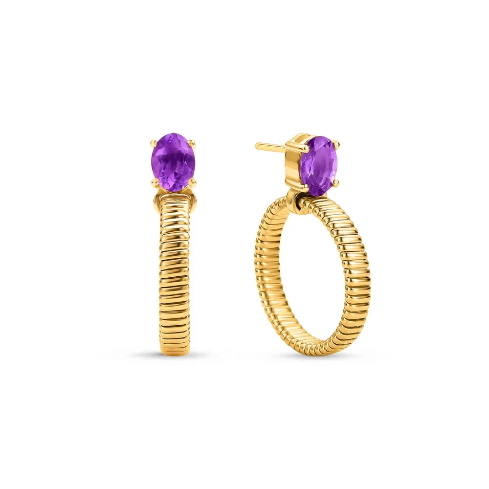 Brinco Gradini em Ouro Amarelo 18k com Ametista Roxa — imagem 1