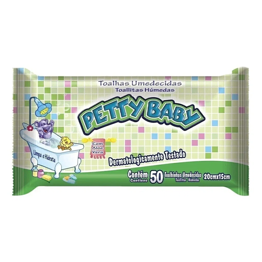 Toalhas Umedecidas Petty Baby 50 Unidades