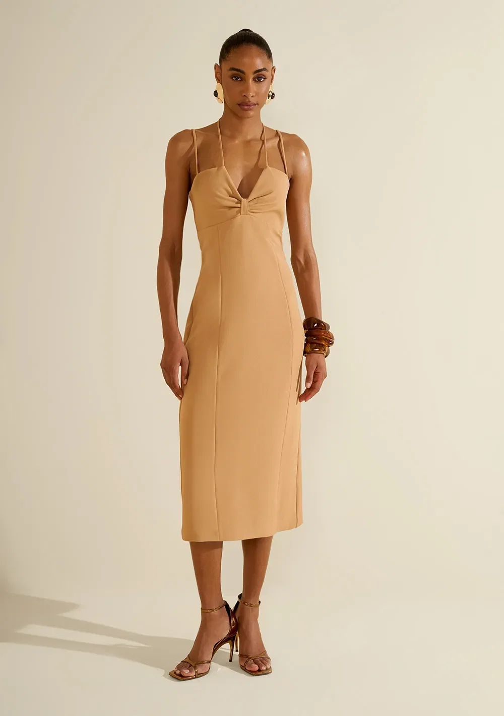 Vestido Midi Eclos Bege Claro — imagem 1