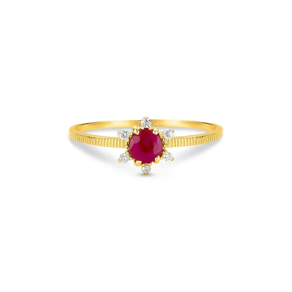 Anel Dengosa em Ouro Amarelo 18k com Rubi e Diamantes — imagem 1