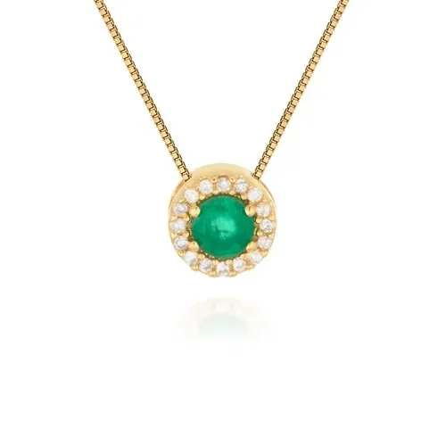 Pingente Classic Oriental em Ouro Amarelo 18k com Esmeralda e Diamantes