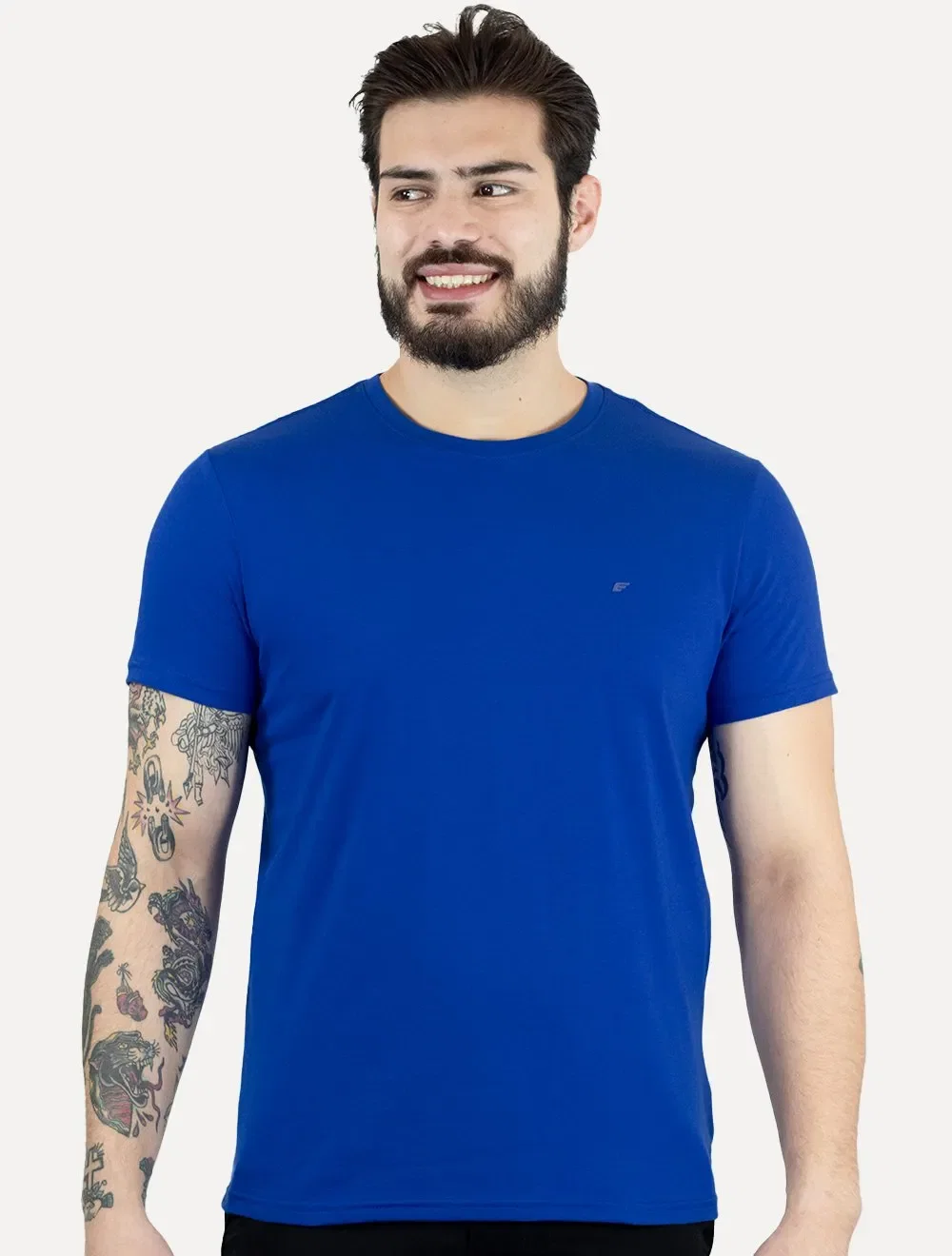 Camiseta Ellus Masculina Cotton Slim Easa Mono Azul Royal