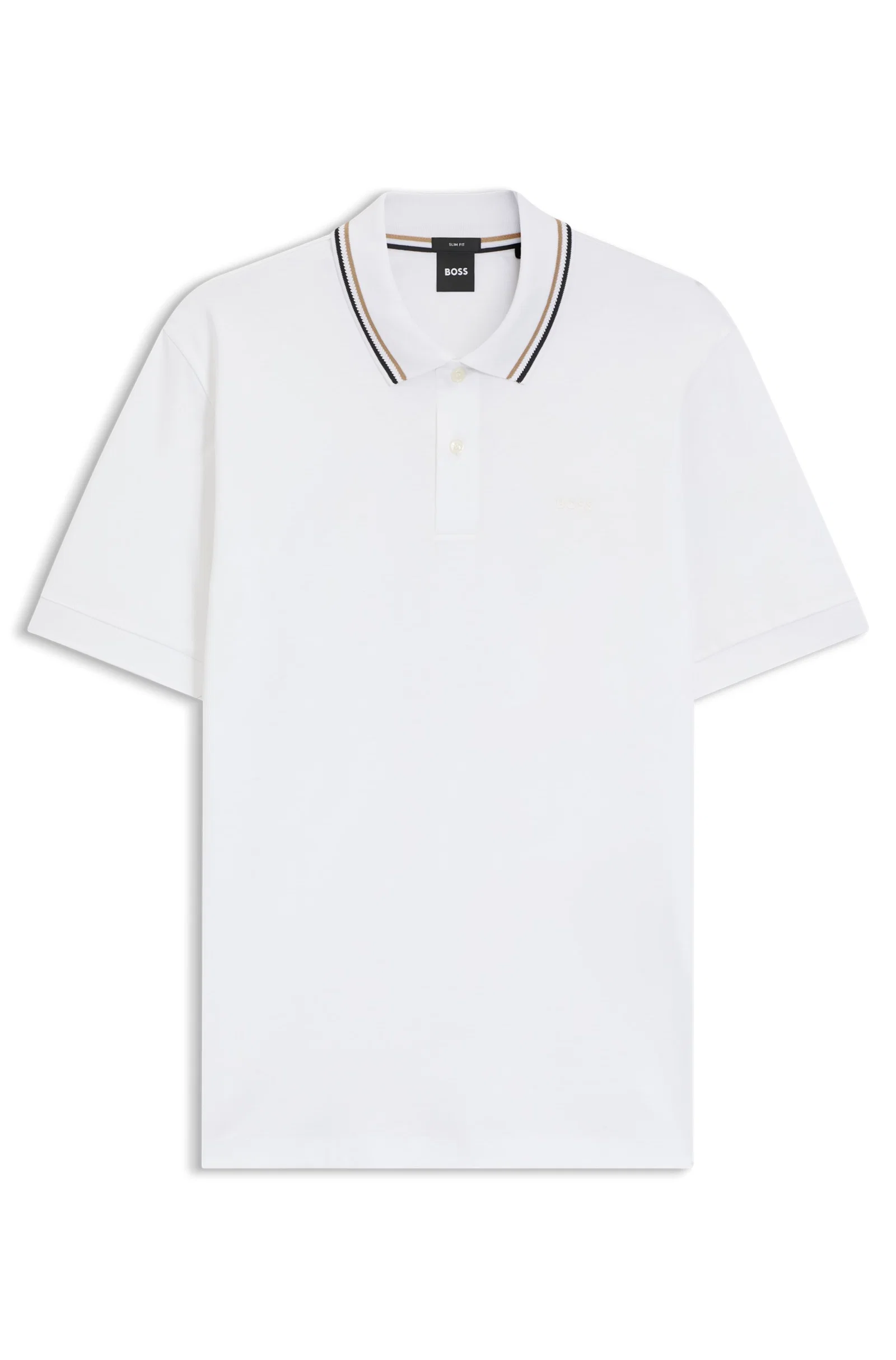 Polo Slim De Algodão Com Colarinho Listrado