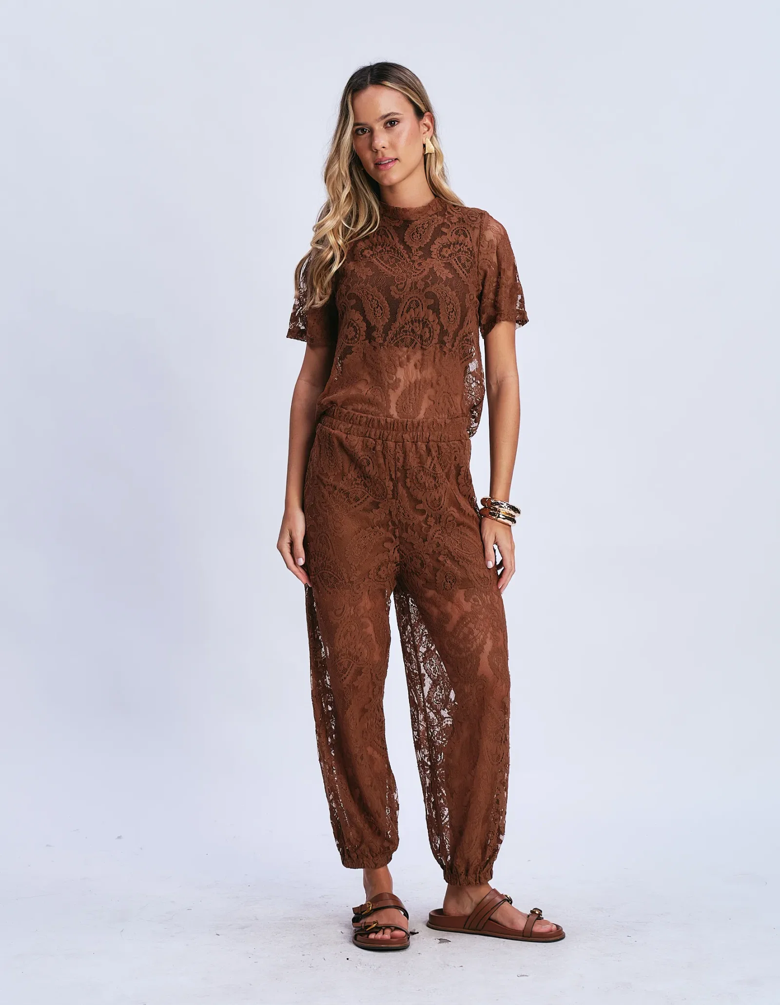 Blusa Renda Arabesco - Caramelo