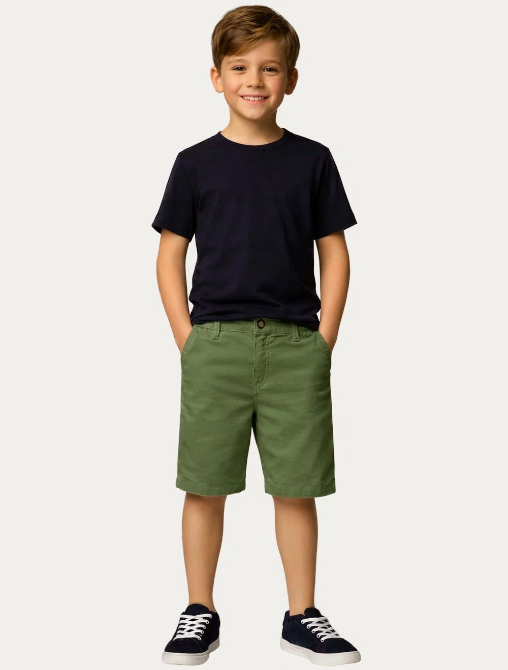 Bermuda Reserva Infantil Sarja Alfaiataria Verde Escuro