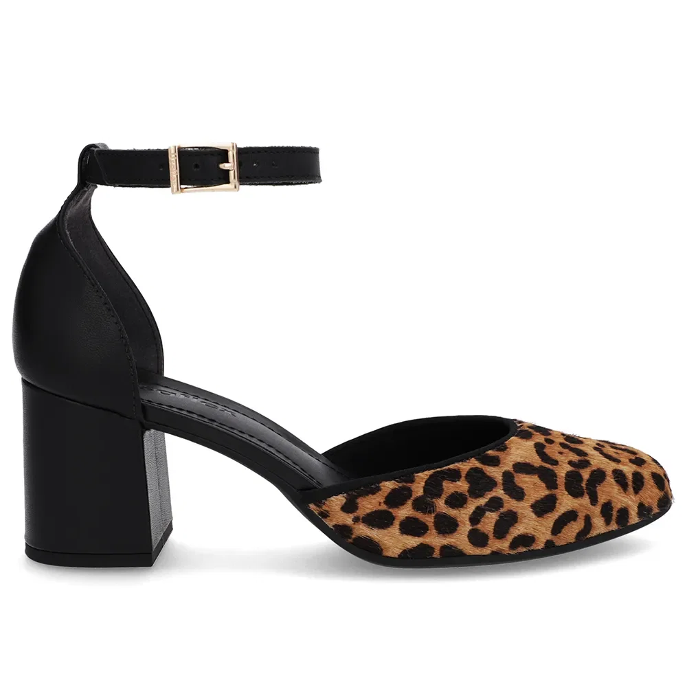 Sapato Boneca Salto Bloco Pelo Animal Print — imagem 1