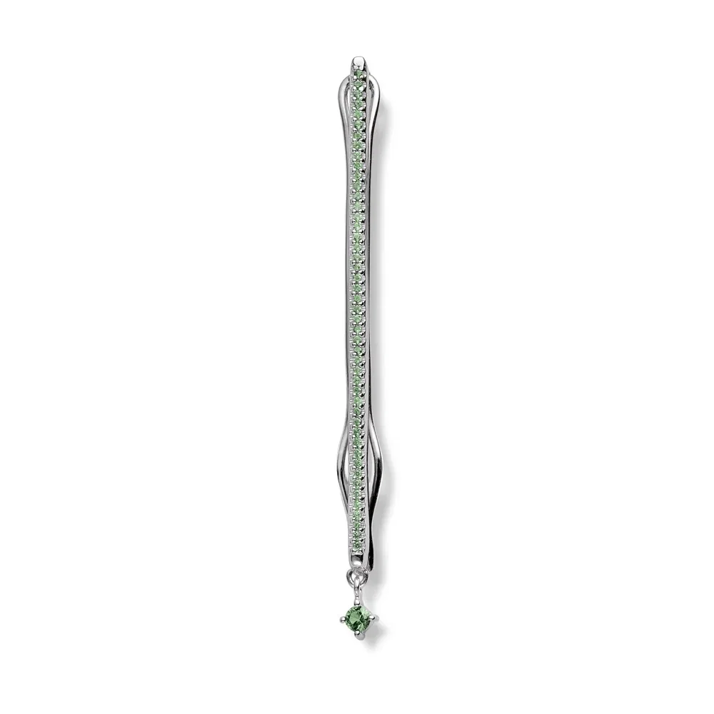 Fivela Life Glam II Reta Prata Cravejado Verde — imagem 1