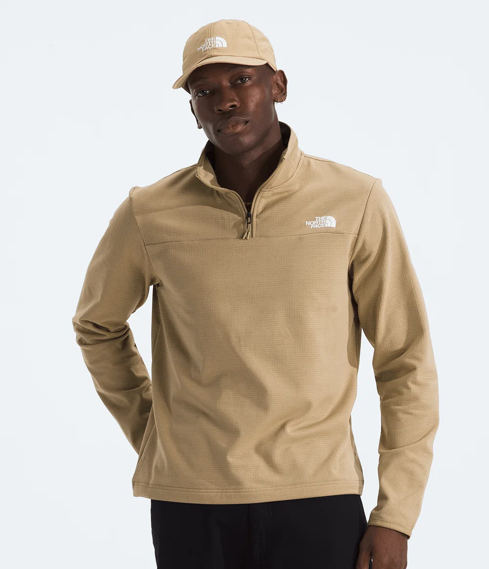 Fleece Masculino Cedar Trail Grid 1/4 Zip Khaki Stone — imagem 1