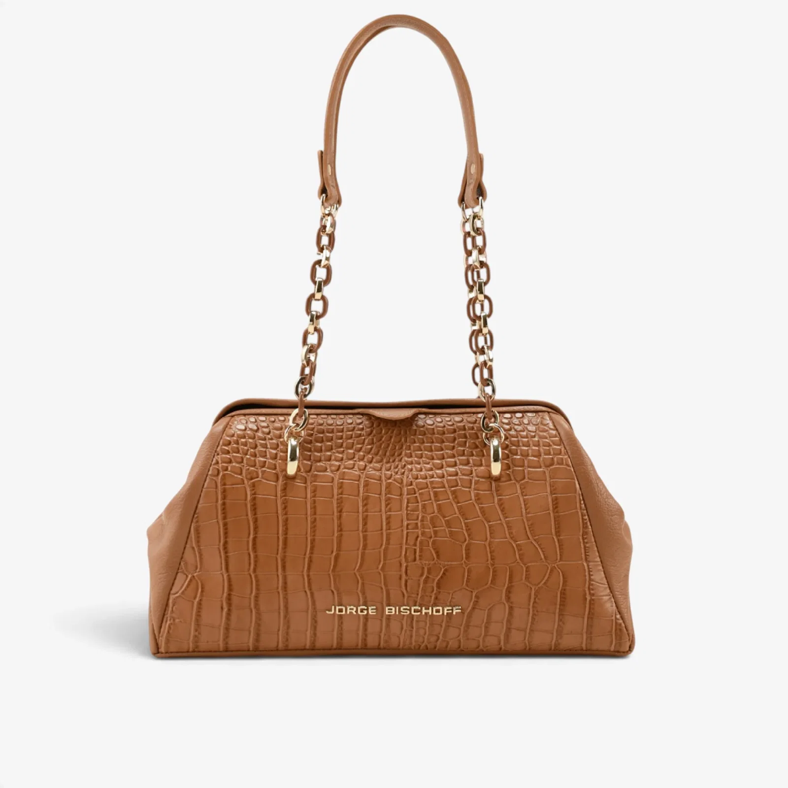 Bolsa De Ombro Caramelo Trigo Couro Croco