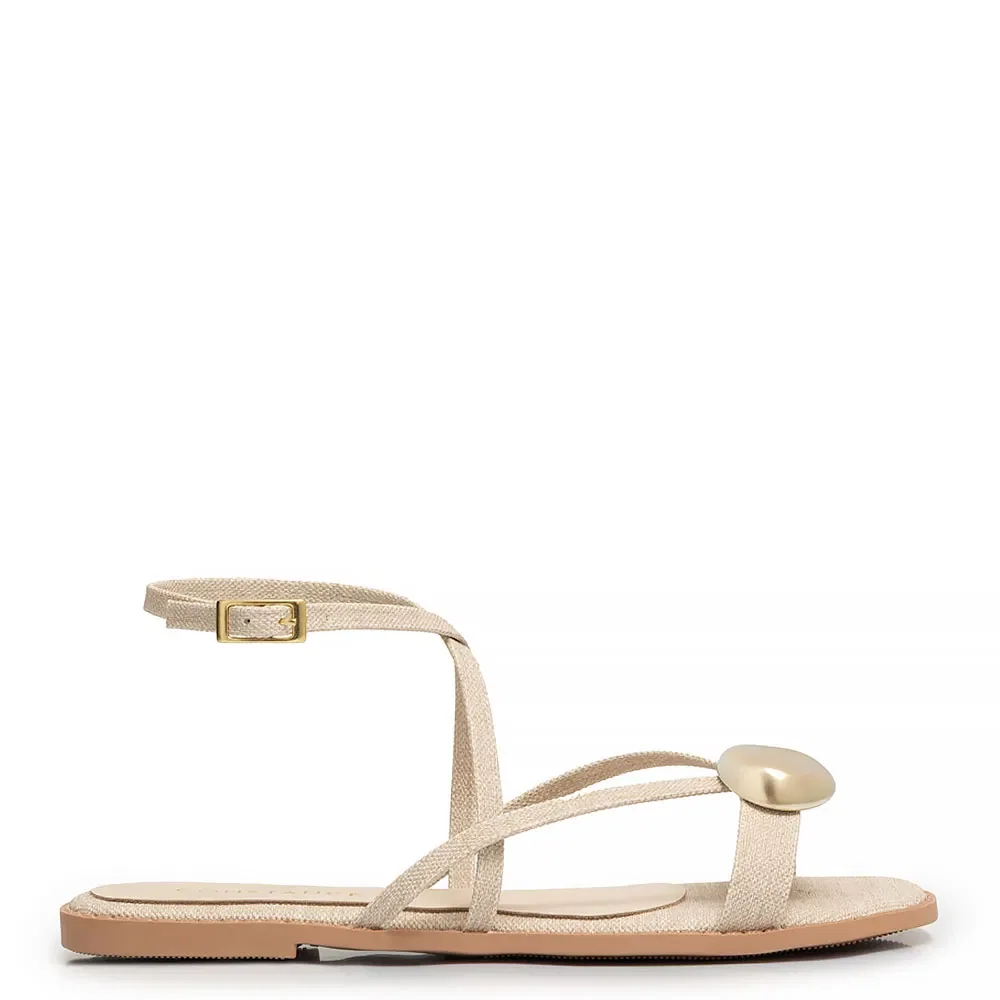 Rasteira Off White Textura Enfeite Oval — imagem 1