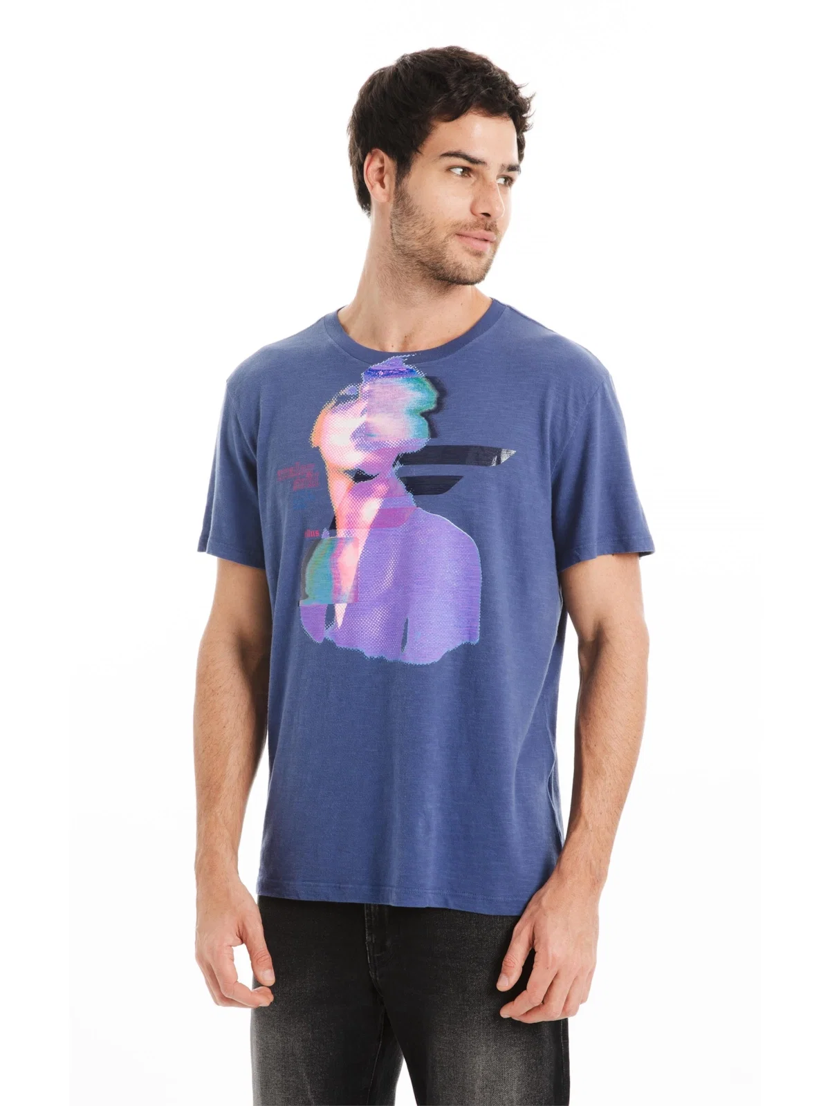 t Shirt Classic Flame Face Azul Jeans