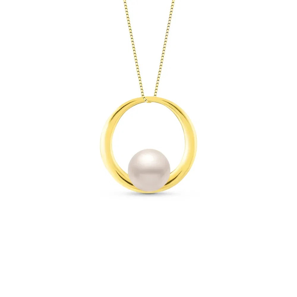 Pingente Frame em Ouro Amarelo 18k com Pérola, 19mm — imagem 1
