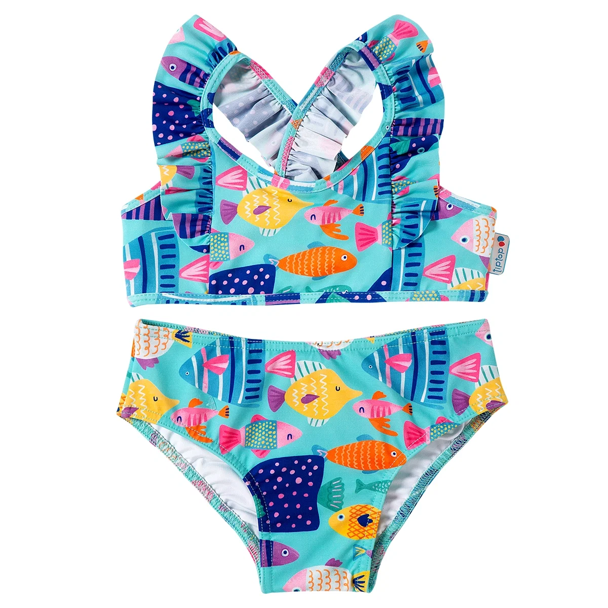 Biquíni Praia Toddler Peixe Aquarela Elastano Proteção Uv 50+ Tip Top