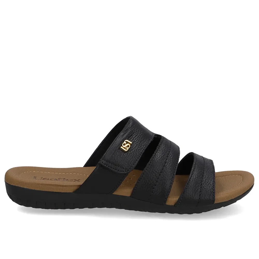 Tamanco Baixo Couro Preto Fecho-Flex — imagem 1