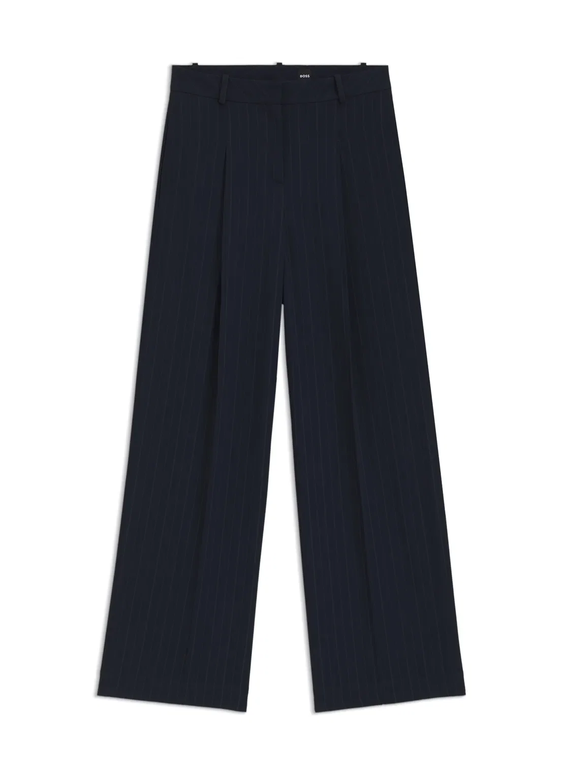 Calça De Risca De Giz Extra Compridas Com Perna Larga