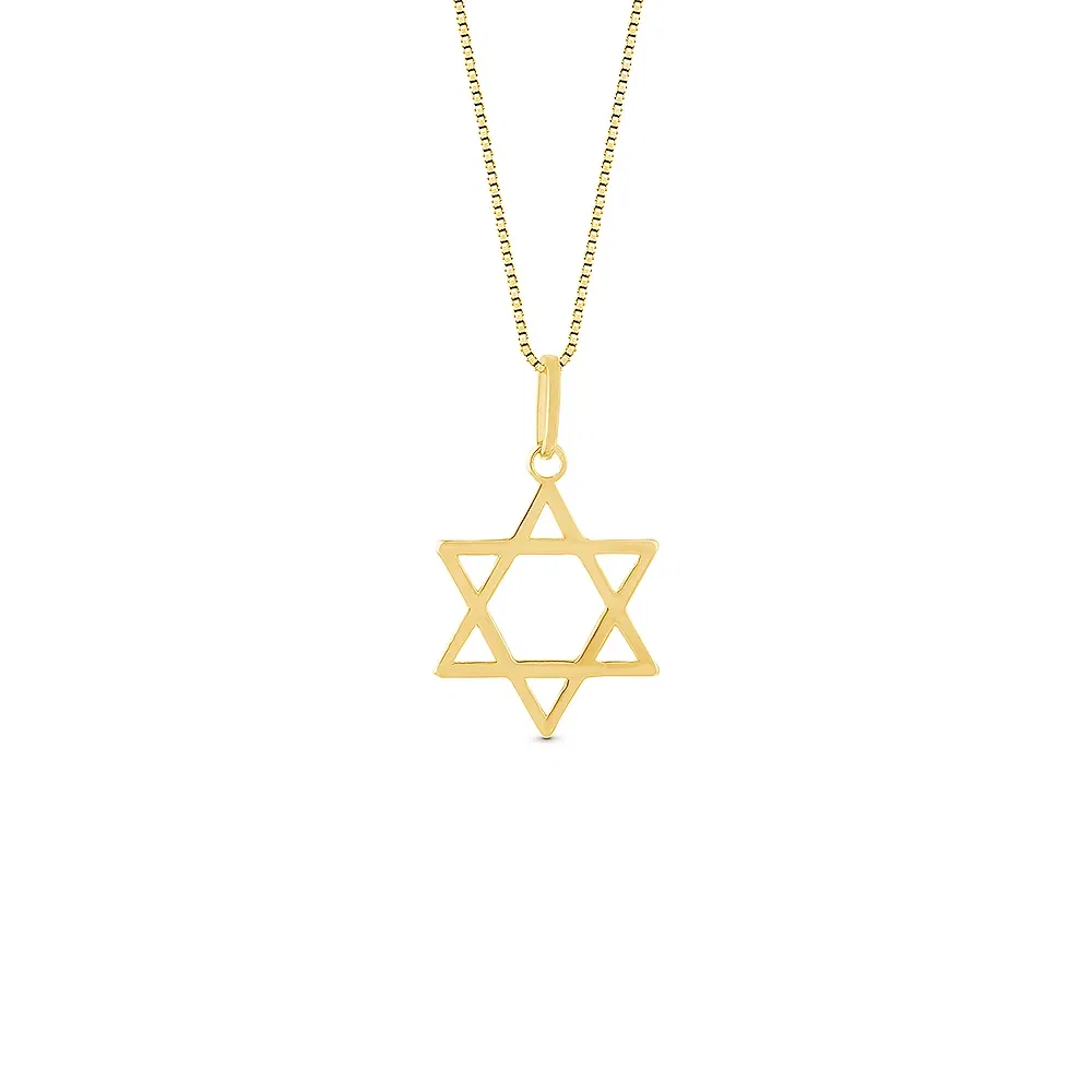 Pingente Medalha Estrela de Davi em Ouro Amarelo 18k, 16mm — imagem 1