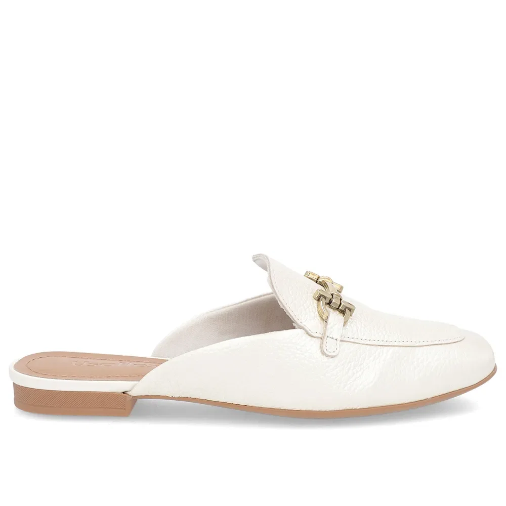 Mule Off-White Bico Quadrado Couro Salto Rasteiro — imagem 1