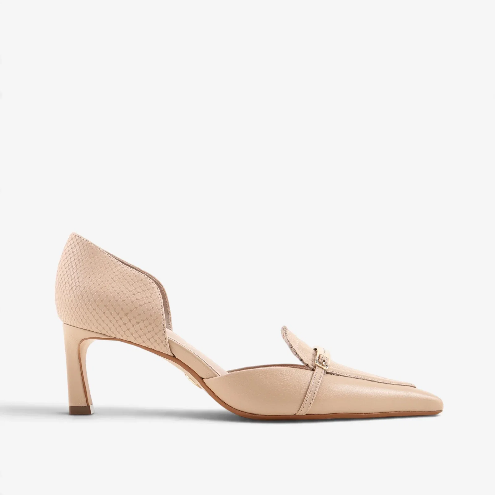 Scarpin Nude Areia Couro