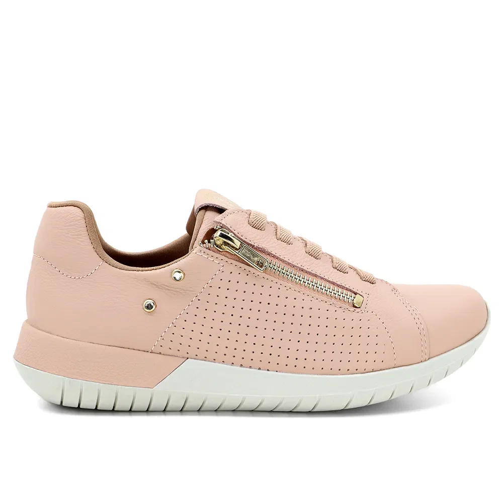 Tênis Casual Rosa Couro Zíper — imagem 1