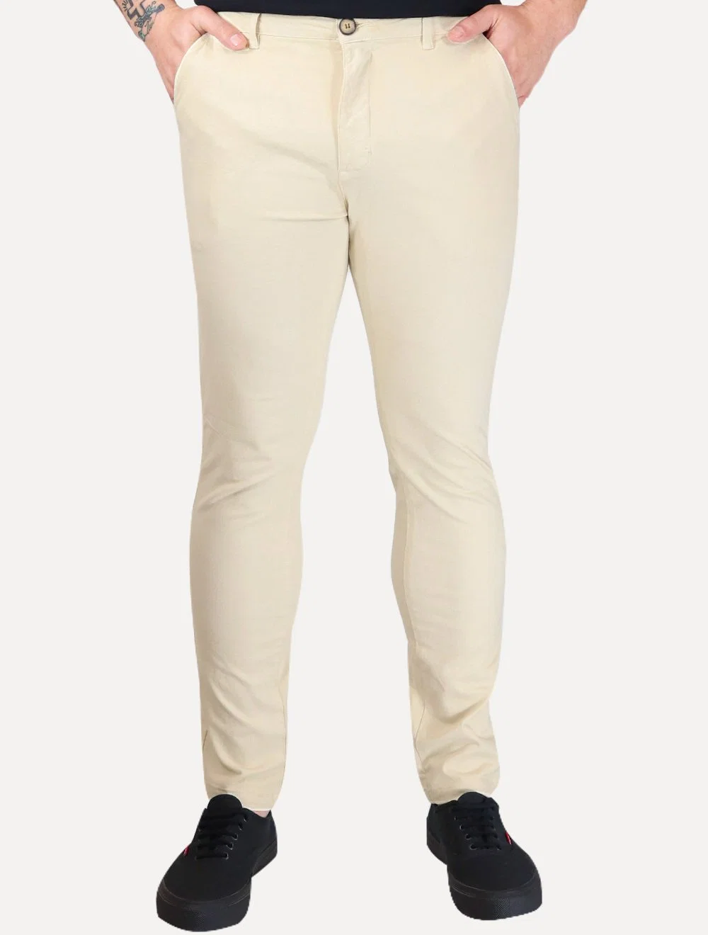 Calça Reserva Masculina Sarja Chino Casual Mono Cáqui Claro