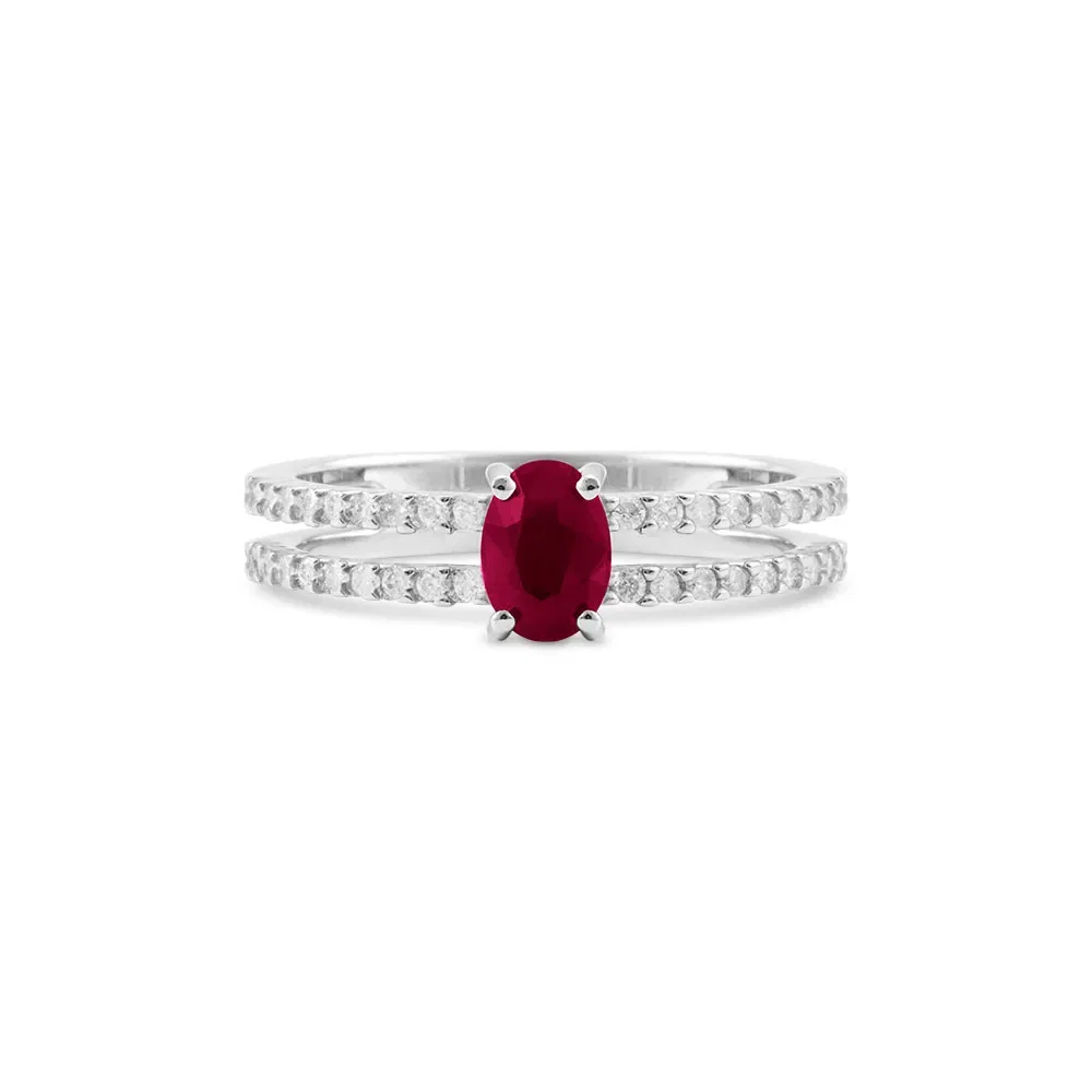 Anel Classic Oriental em Ouro Branco 18k com Rubi e Diamantes — imagem 1