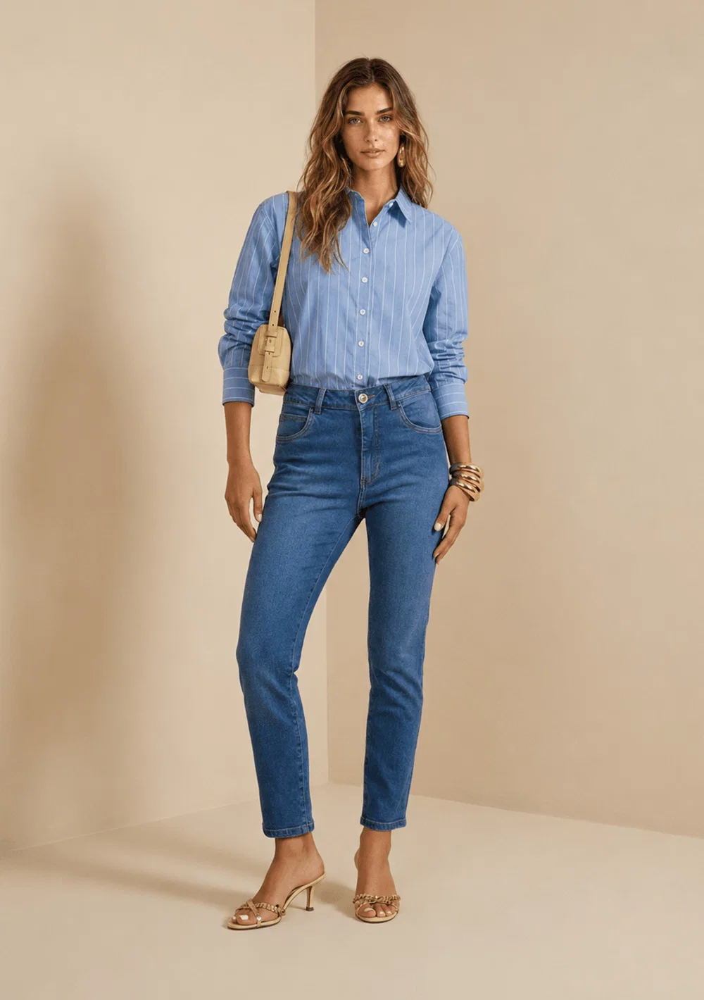 Calça Skinny Alta Azul