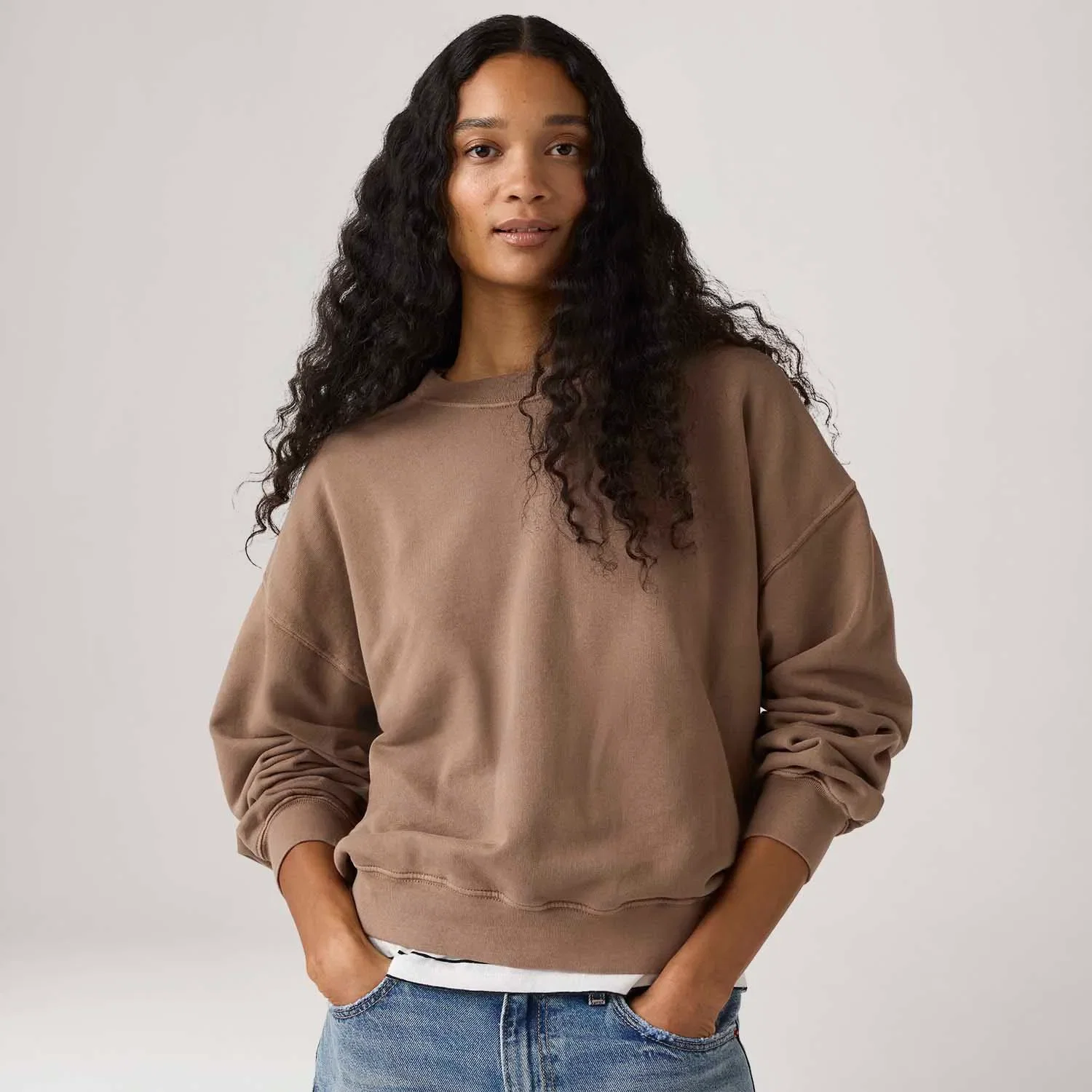 Moletom Levi's® Boxy Crewneck French Marrom — imagem 1