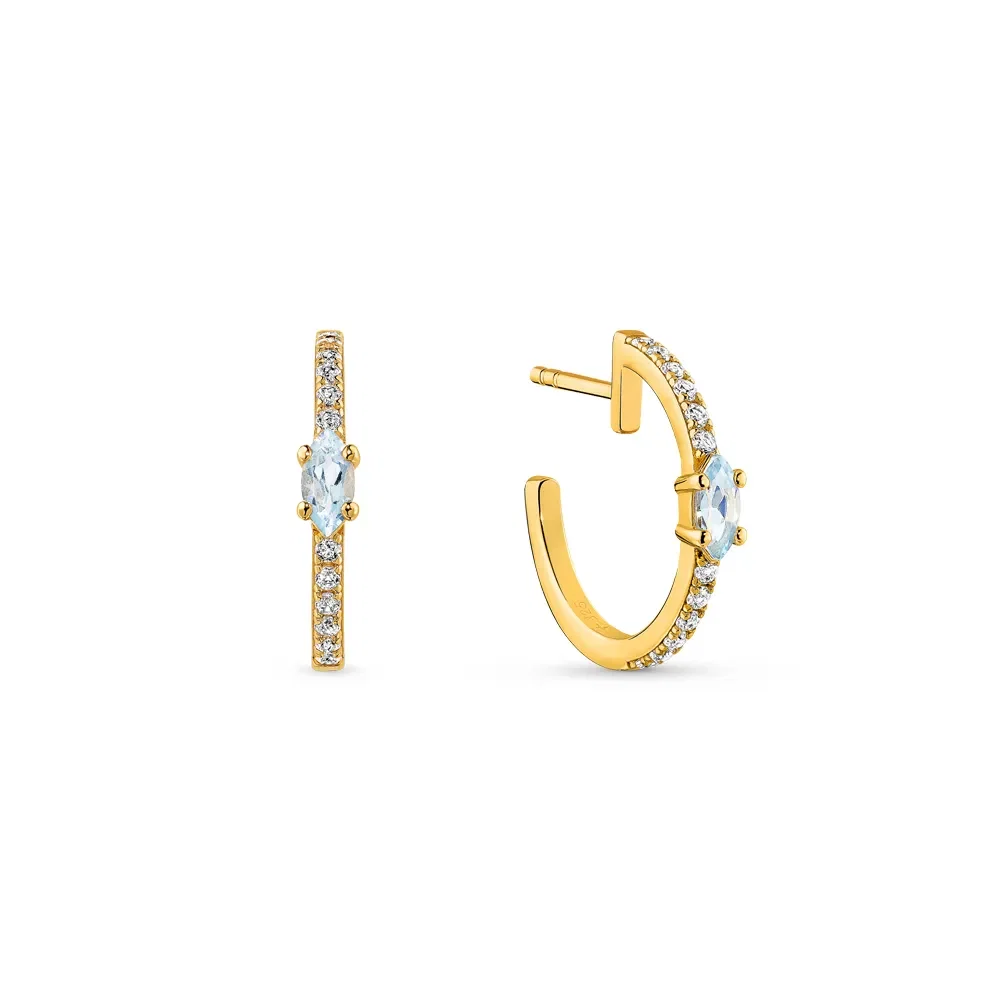 Argola Life Nature em Prata 925 com Banho de Ouro Amarelo 18k e Topázio Sky e Incolor, 22mm — imagem 1