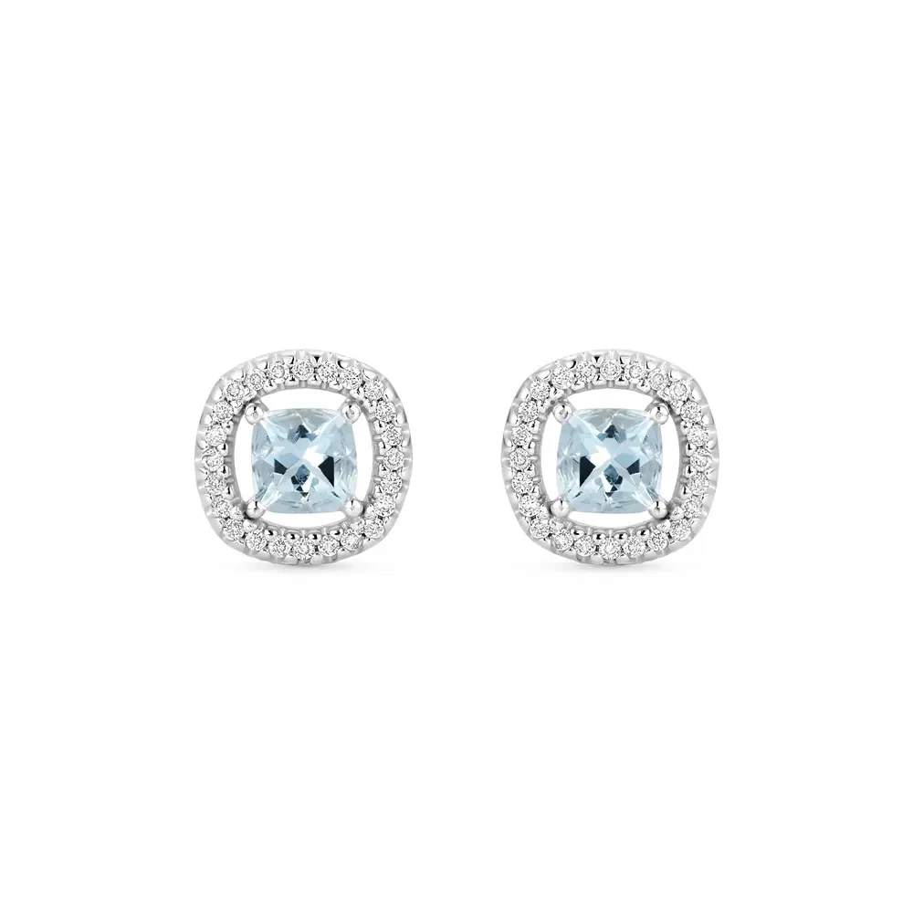 Brinco Splendore em Ouro Branco 18k com Água Marinha e Diamantes — imagem 1