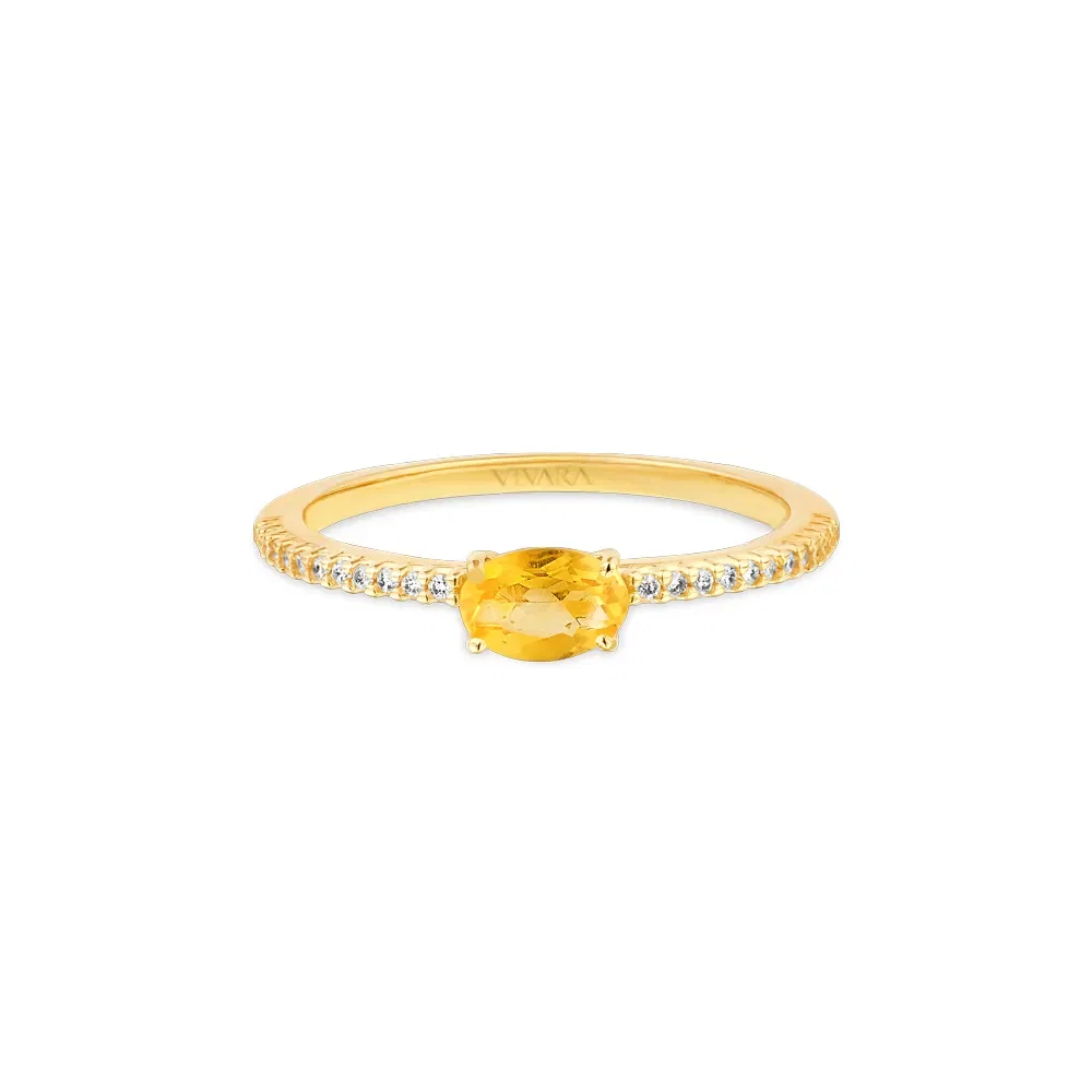 Anel Cores em Ouro Amarelo 18k com Citrino e Diamantes