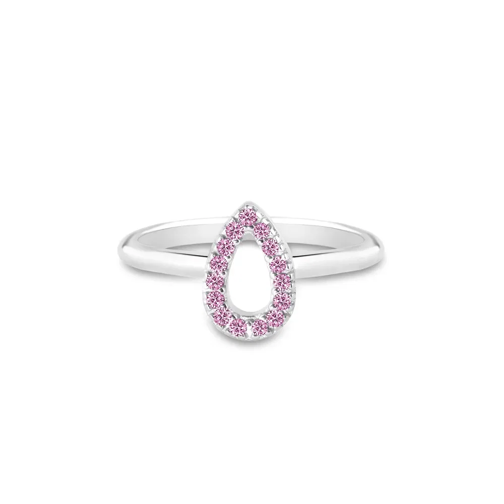 Anel Life Astro Gota em Prata 925 com Pedras Rosas — imagem 1