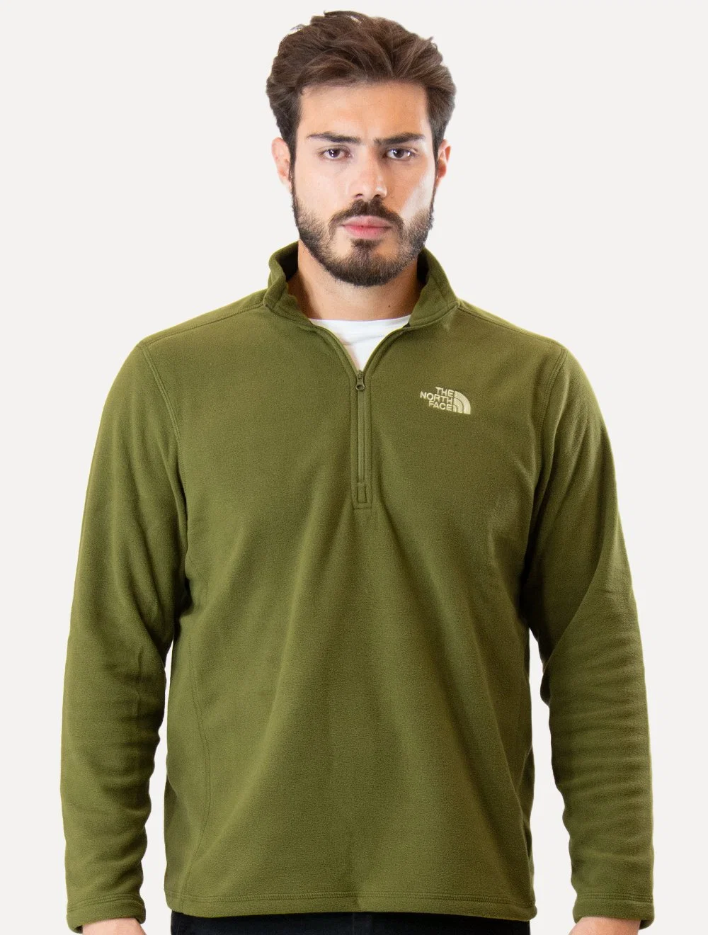 Blusa The North Face Masculina Fleece TKA 100 Glacier 1/4 Zip Verde Oliva