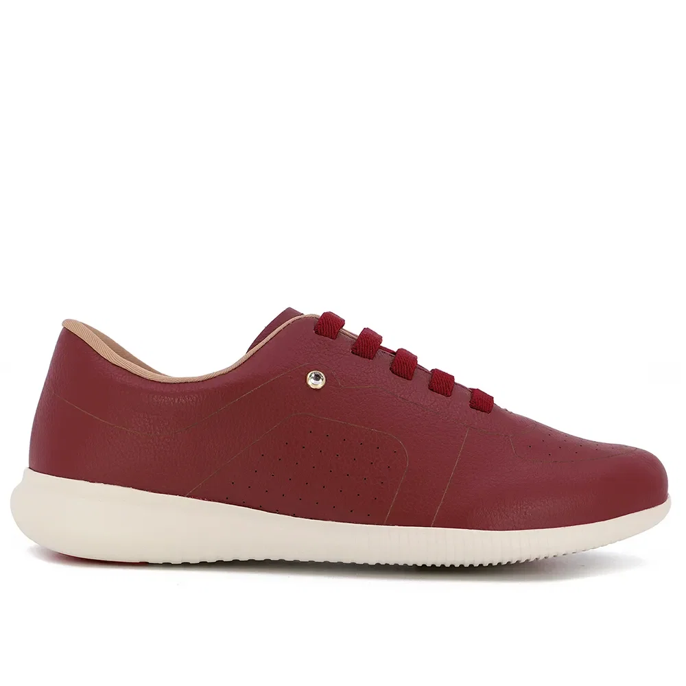 Tênis Casual Vermelho Couro Detalhe Laser — imagem 1