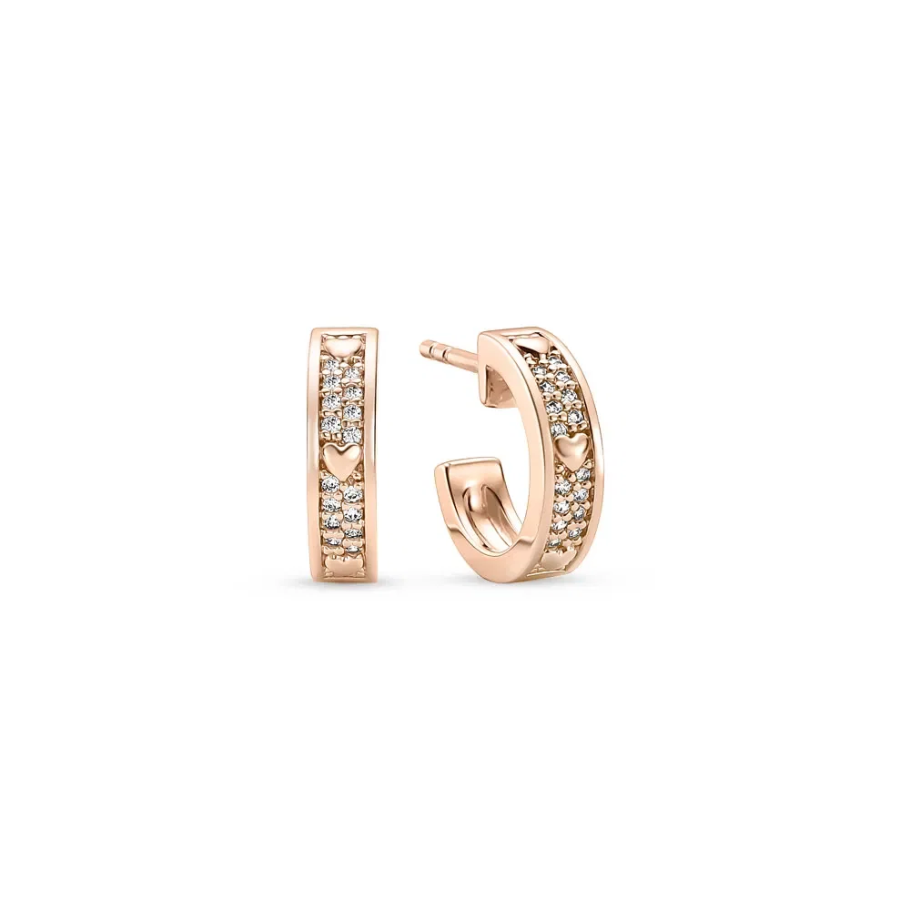 Argola Life Love Locker em Liga Rosé com Banho de Ouro Rosé 18k e Pedras Incolores, 13,8mm — imagem 1