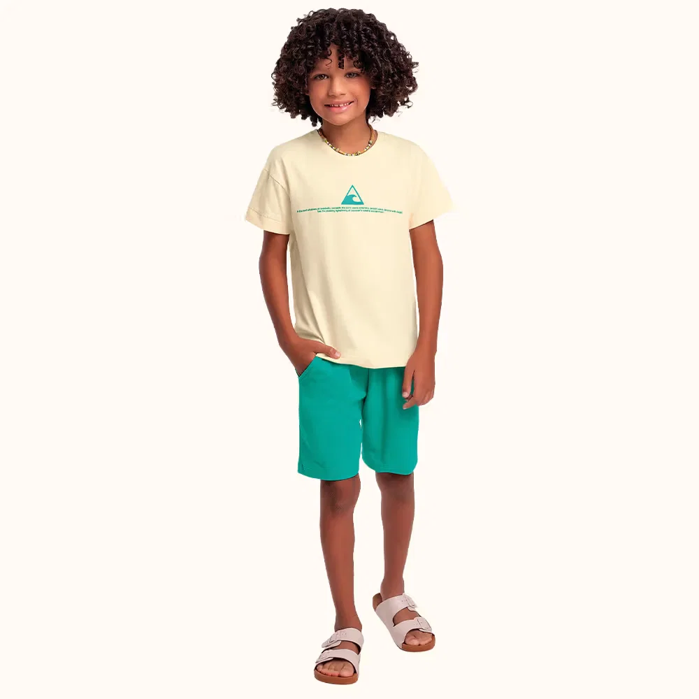 Conjunto camiseta em meia malha e bermuda em moletinho onda — imagem 1