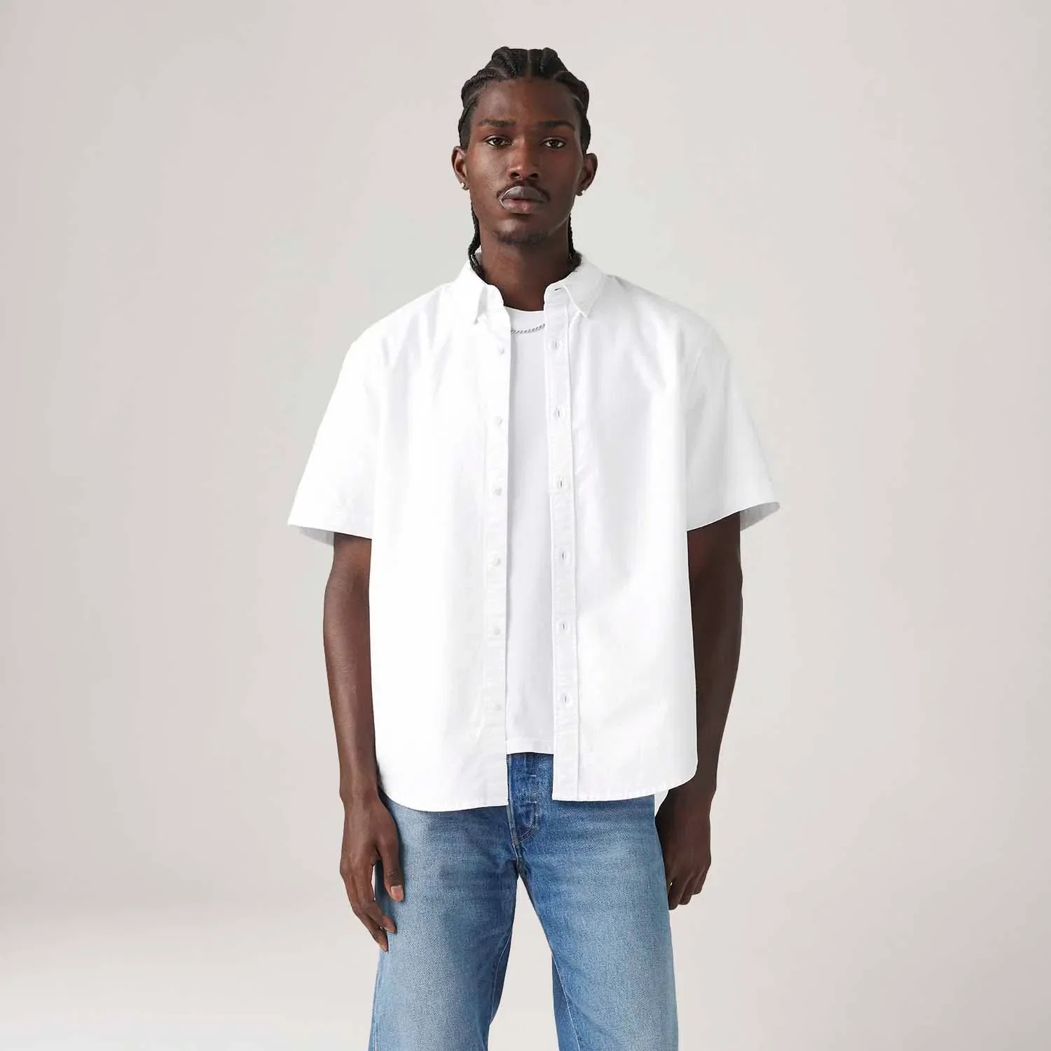 Camisa Levi's® Authentic Buttom Branca Manga Curta — imagem 1