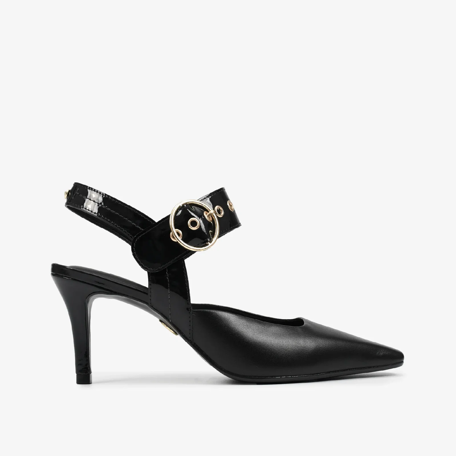 Slingback Preto Verniz Salto Fino Couro — imagem 1