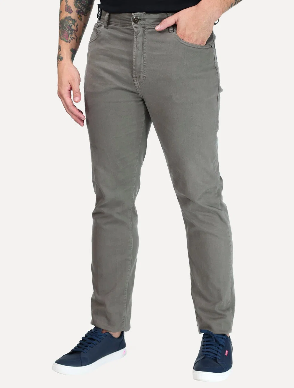 Calça Ellus Masculina Slim Jogging Color Bolso Relógio Cinza Escuro