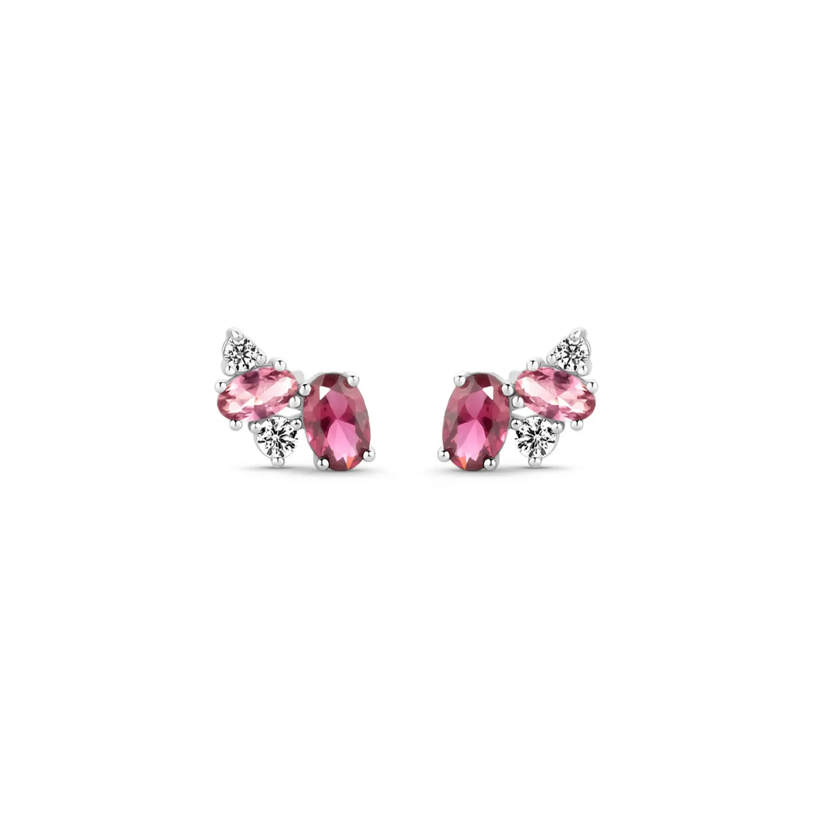 Brinco Life Blossom em Prata 925 com Pedras Rosas e Incolores
