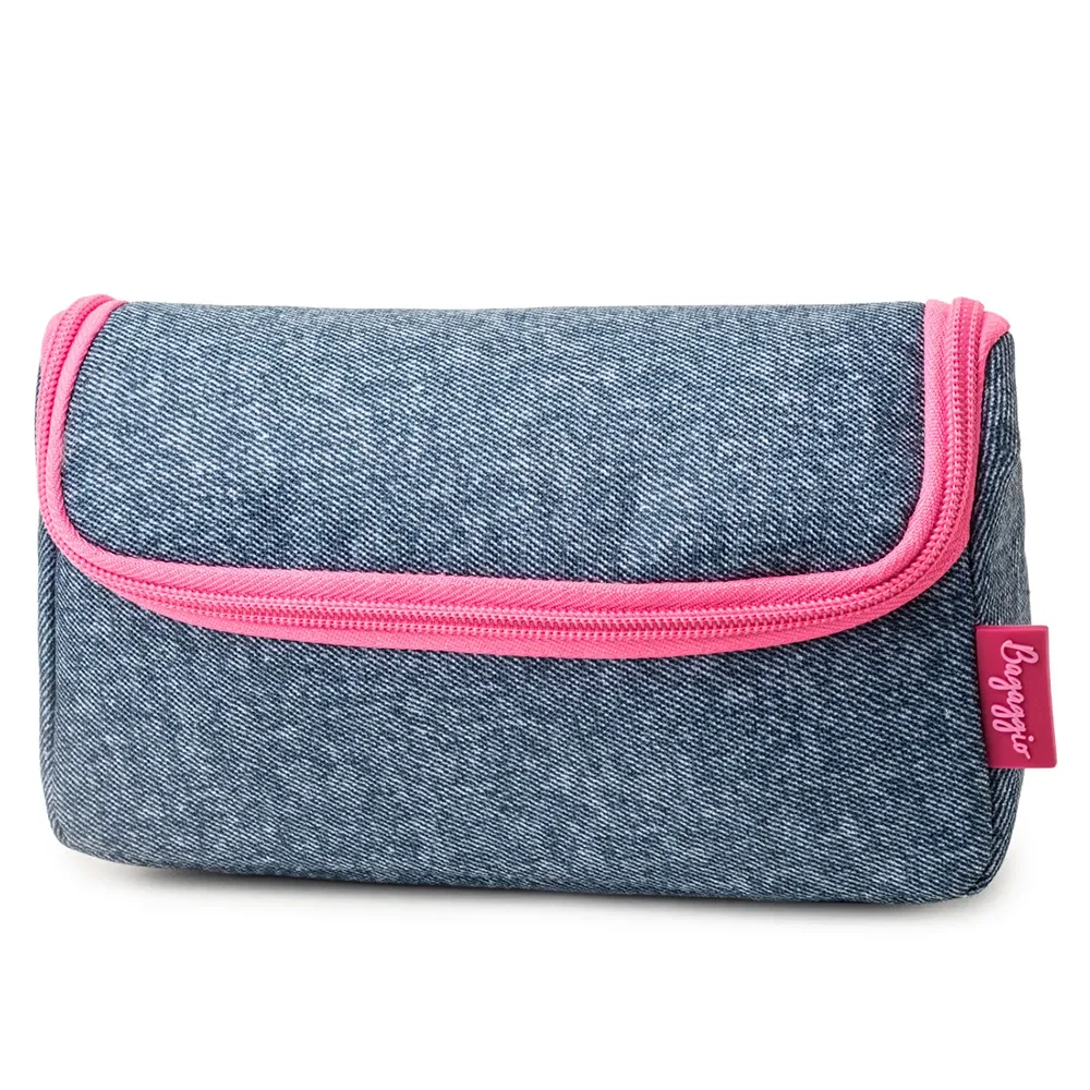 Estojo Escolar Feminino Patches Azul