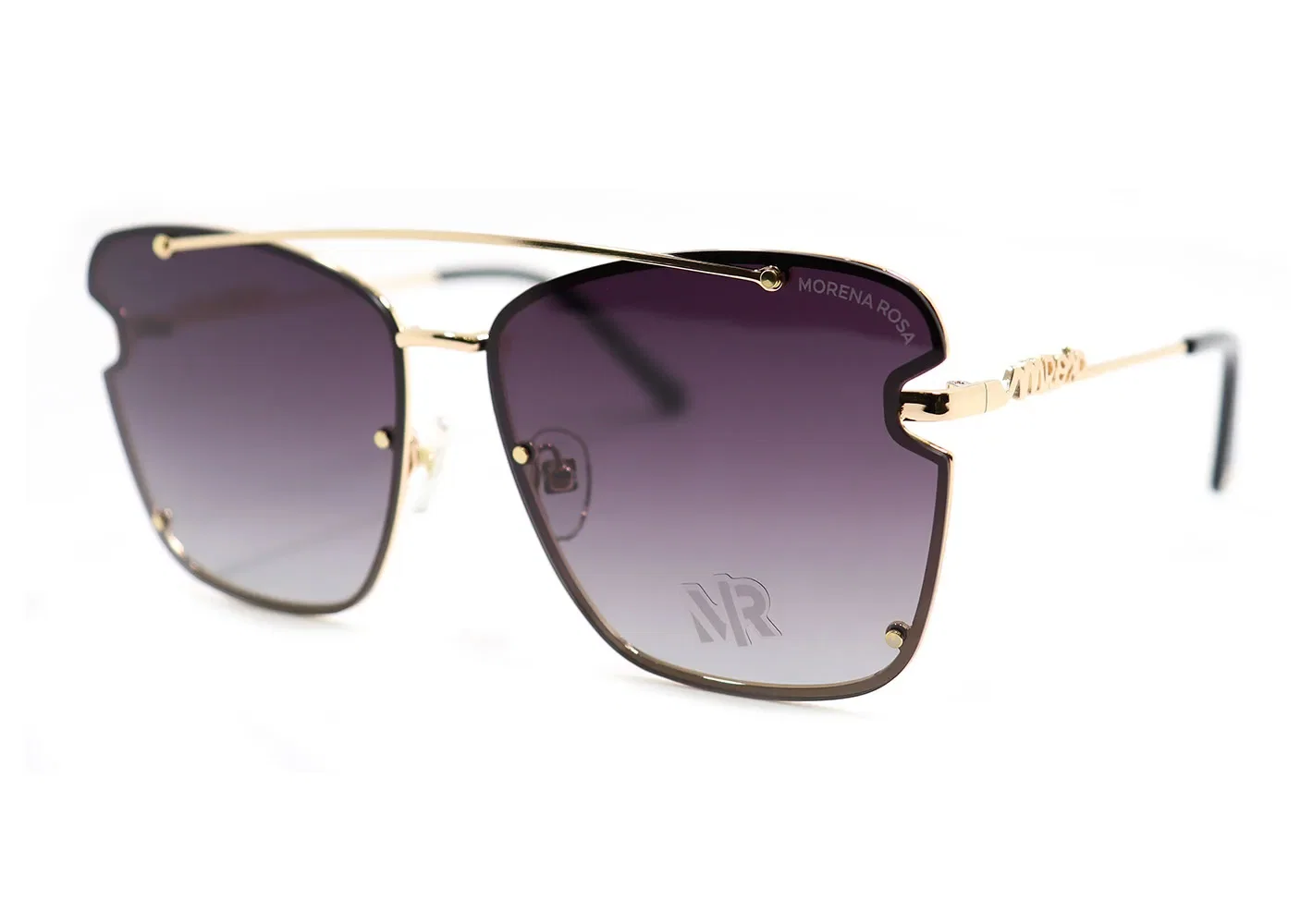 Óculos Morena Rosa Quadrado Detalhe Lente Dourado